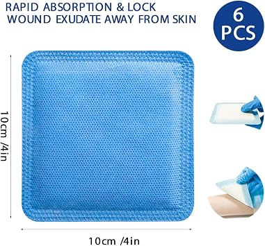 Super Absorbent Dressing Pad 10 x 10cm Sterile Wound Pads for Moderate to Heavy Exuding Draining Wounds 6 Pack