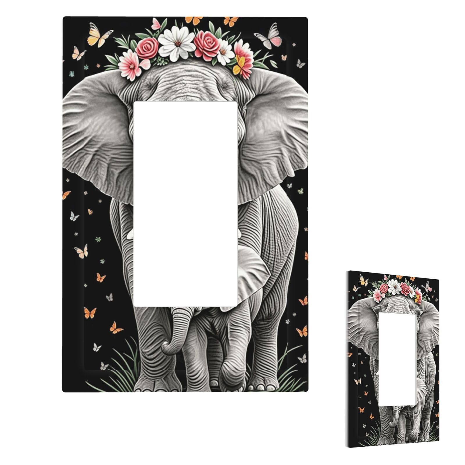 Cute Elephant Wall Plate Cover Modern Decorative 1 Gang Light Switch Cover Unbreakable Receptacle Outlet Covers For Living Room Bedroom Home Decor 1 Gang