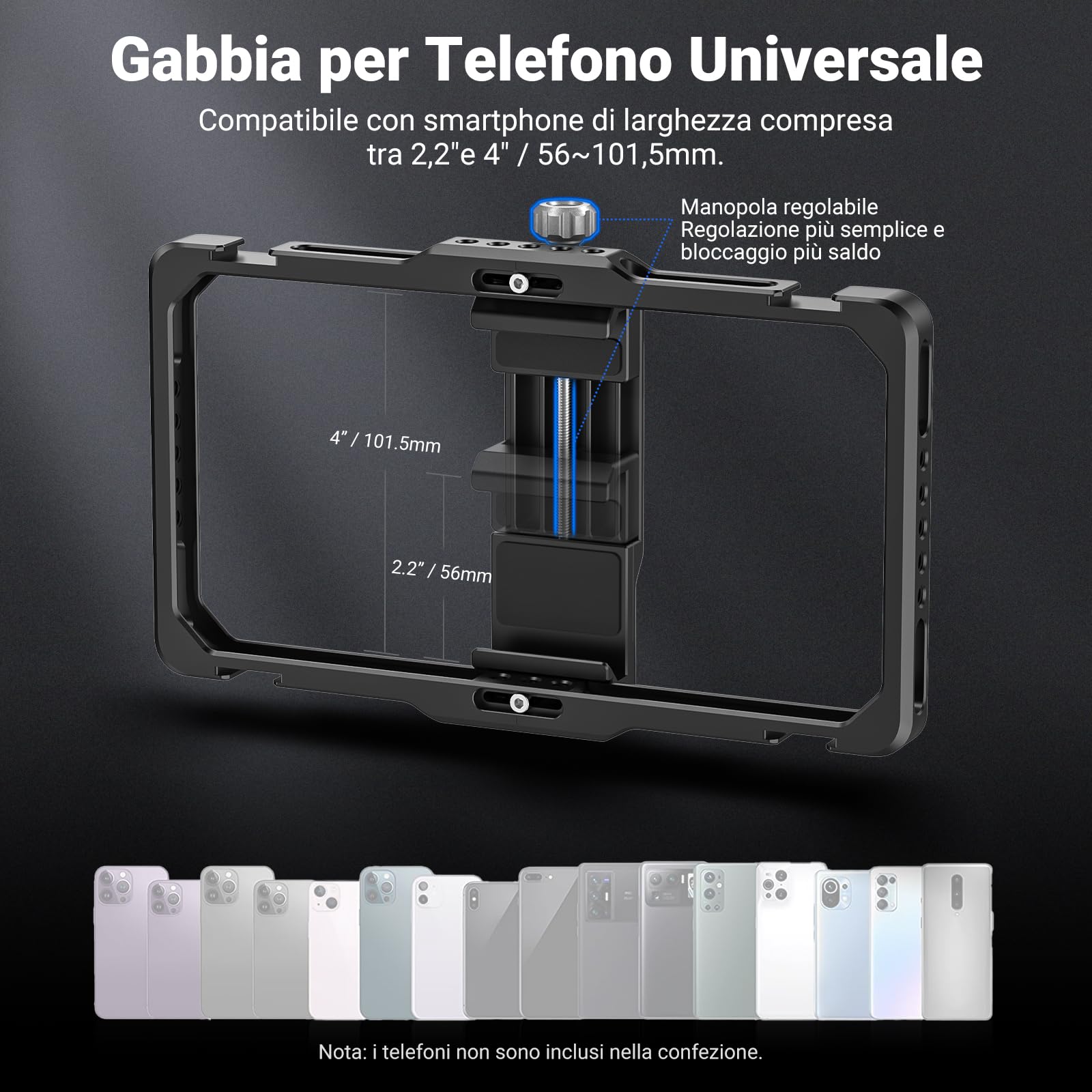 NEEWER Kit Vlogging Rig Telefono Aggiornato, Stabilizzatore Video con Doppia Maniglia, Slot per Clip Mic per Tiktok/YouTube, Compatibile con SmallRig iPhone 16 15 14 13 Pro Max Galaxy S23, PA009