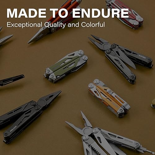 Miniatura 10 de RBLACK Longeron21 EDC Multiherramienta, 21 en 1 con acabado de acero inoxidable resistente, alicates multiherramienta con bloqueo de seguridad