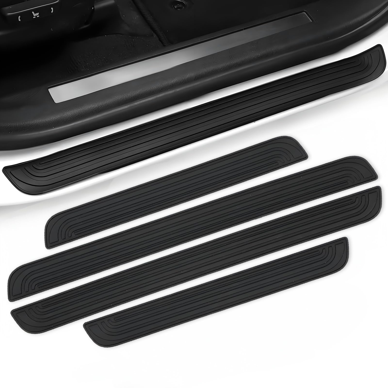 WANJUNSM 4pcs Car Door Sill Protectors for Hyundai Equus Saloon2009-2016