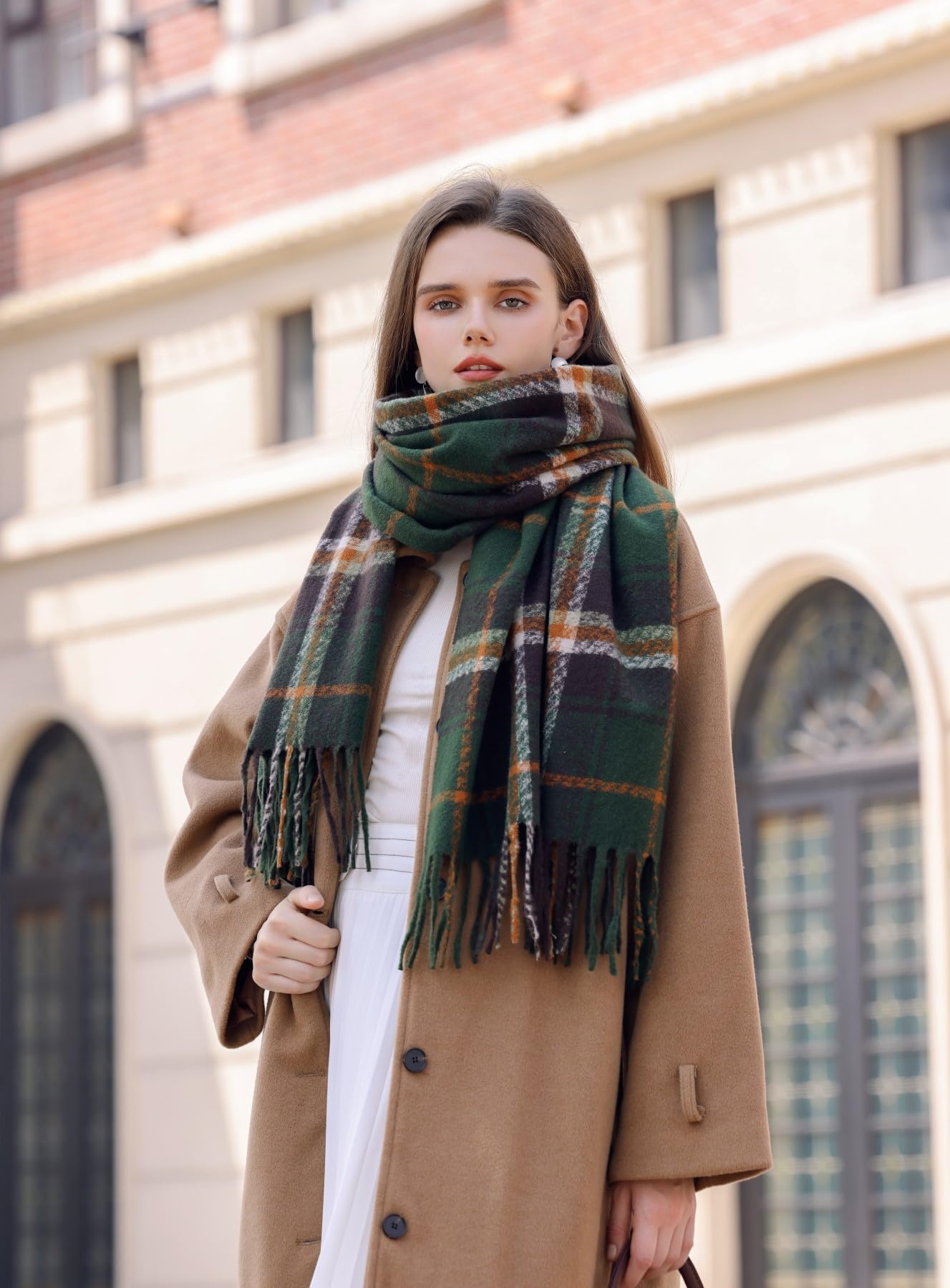 PCIQUTE Tartan Plaid Scarves for Women Winter,Long Scarves for Women with Fringe,Super Soft Scarf for Women Winter