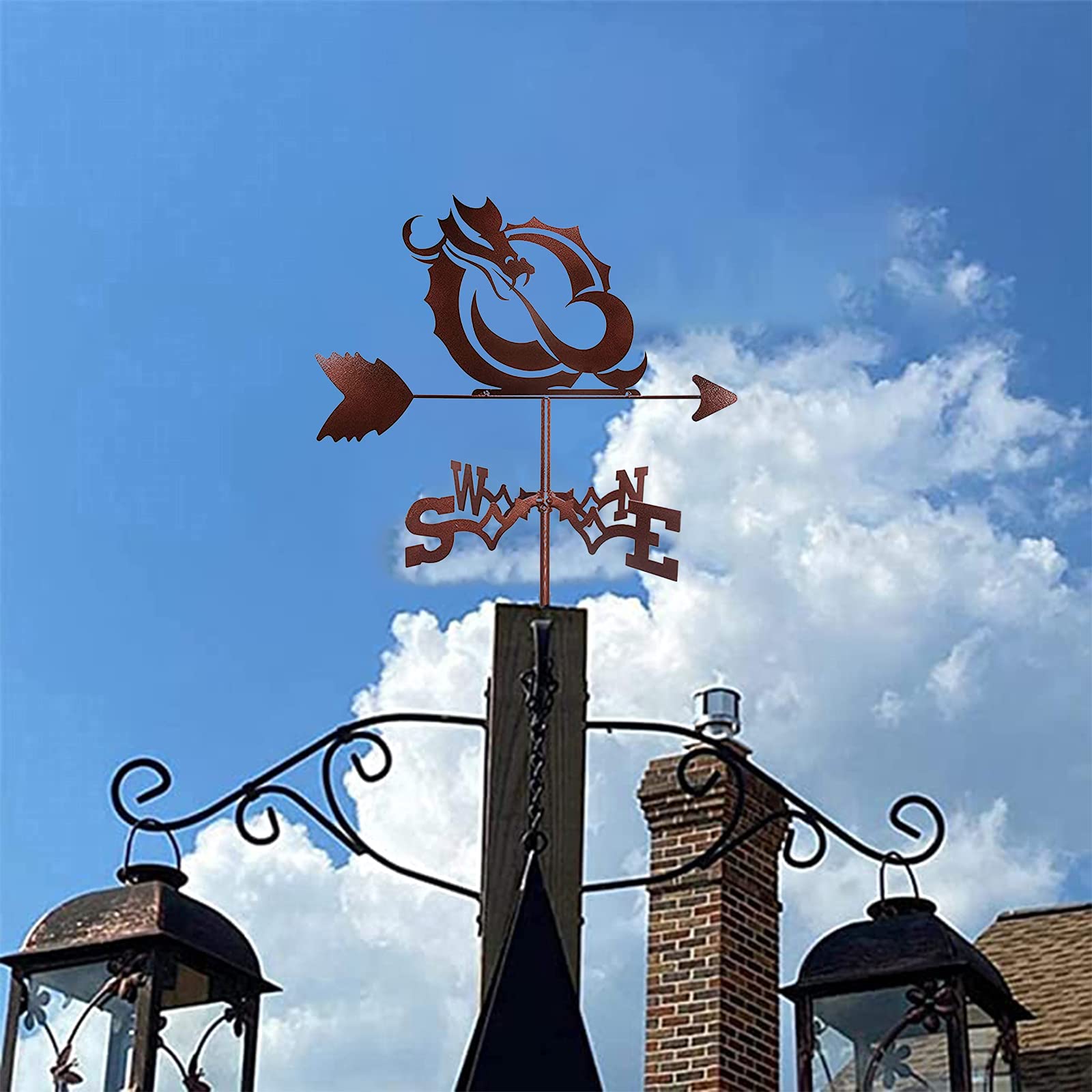 Segnavento Gallo In Ferro - Decorativo E Funzionale Per Giardino, Tetto O Fattoria