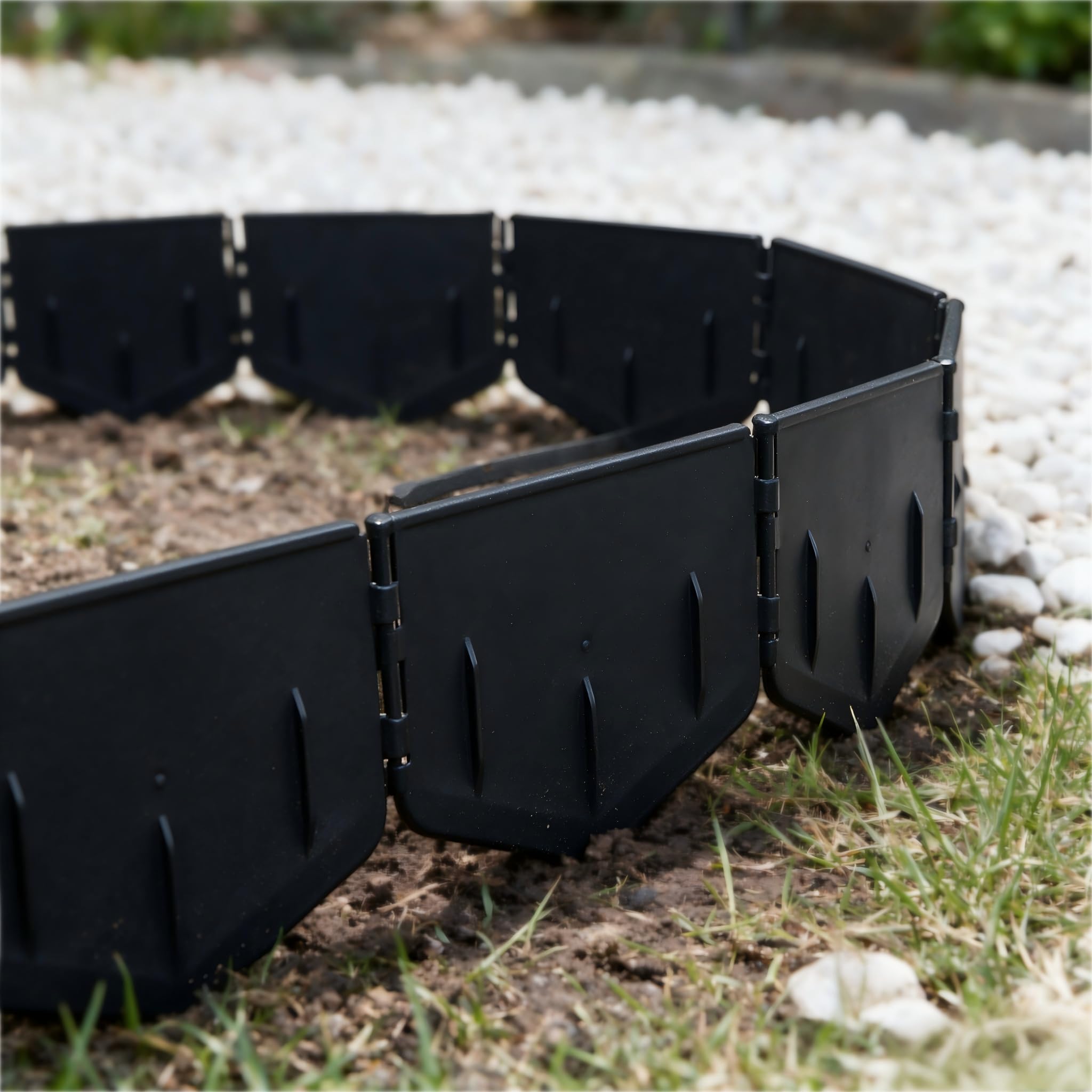 Aufun No Dig Garden Edging Border Heavy Duty Flexible Plastic Lawn Edging for Flower Bed Path Gravel Edge Easy to Install 20M (100Pieces)