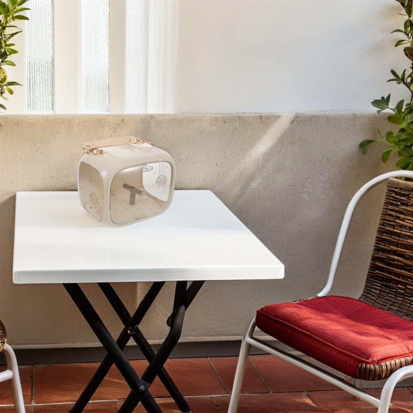 Levemolo Tragbarer Papageienkäfig mit Sitzstange und Belüftungslöchern Ausbruchsichere Vogeltransportbox für Reisen Leichter Multifunktionaler Kleiner Reisekäfig für Wellensittiche und