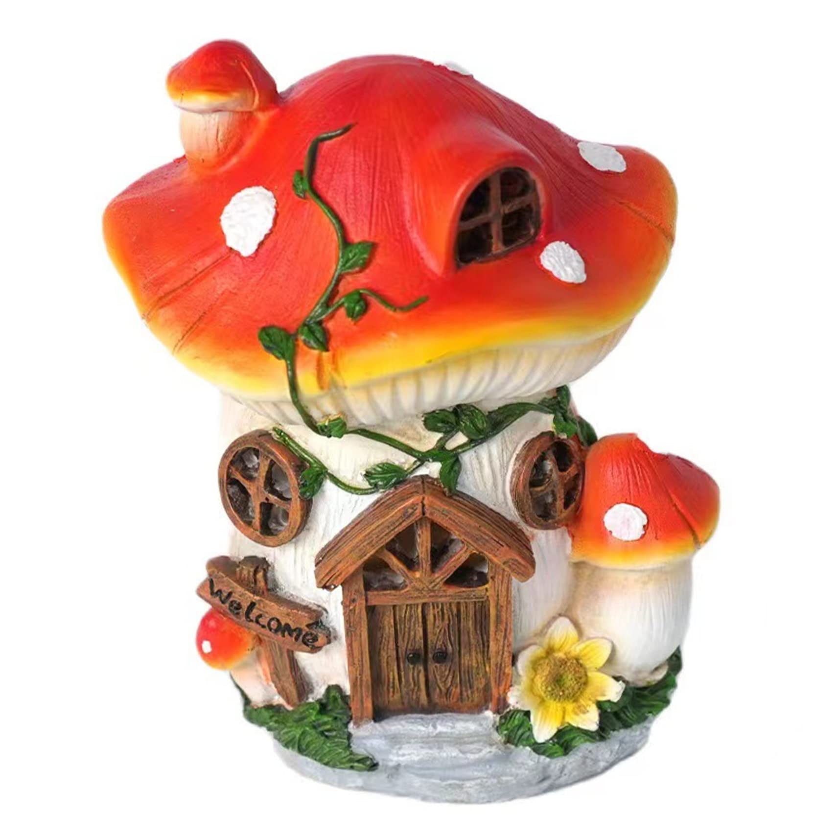 Maison de champignons à énergie solaire pour illuminer un jardin féerique