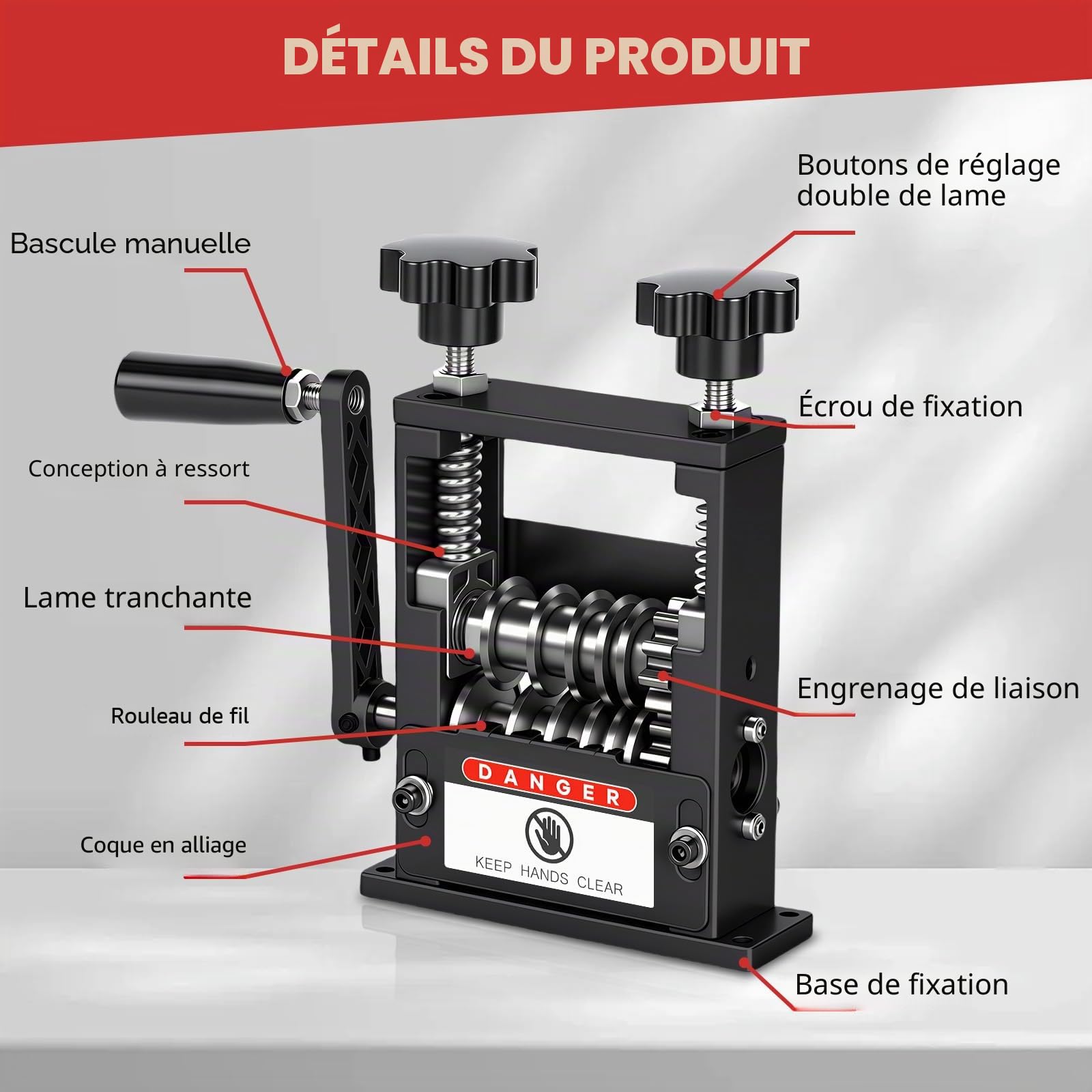 Denudeur Cable Electrique,Pince à Dénuder 2 en 1 avec 6 lames,Pince à Dénuder 6 Trous 3-17 Mm Outil De Dénudag,Machine à Dénuder le Cuivre Manuelle pour le Recyclage des Déchets de Cuivre
