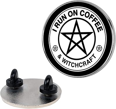 LookHUMAN I Run On Coffee and Witchcraft Parody 1.5 Inch Round Enamel Pin