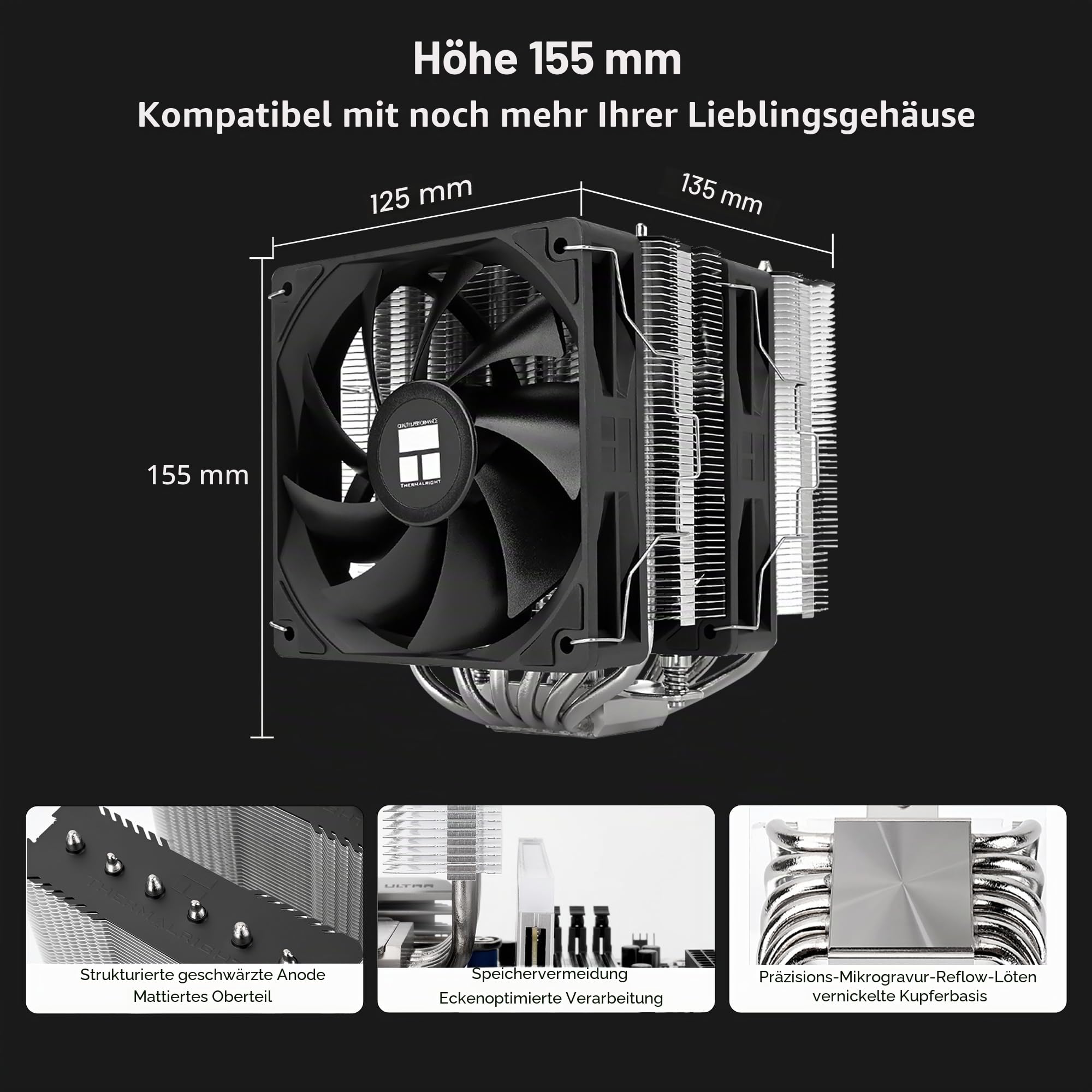 THERMALRIGHT Peerless Assassin 120 SE V2 CPU Kühler, TL-C12C 120mm Lüfter, 1850U/min, 6 Heatpipes, für AMD AM4/AM5 & Intel LGA 1700/1851 | 6 Heatpipes, Dual 120 mm PWM-Lüfter, für AMD AM4/AM5 und Intel LGA1851/1700