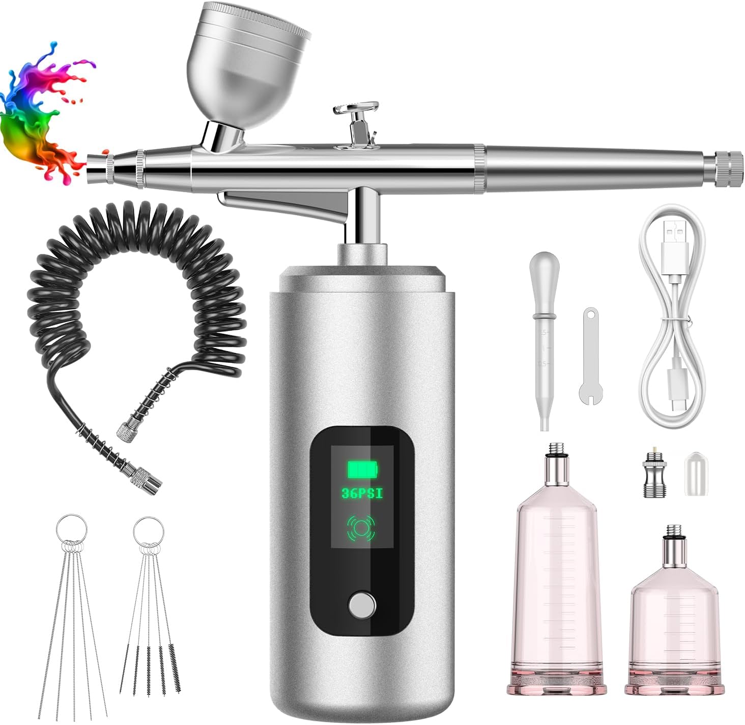 Gocheer Kit aérographe avec compresseur double action Kit de pistolet aérographe multifonction