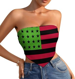 Pan African U.S.A. Flag Women's Tube Top Crop Shirt Backless Sexy Summer Outfits Beach Vacation