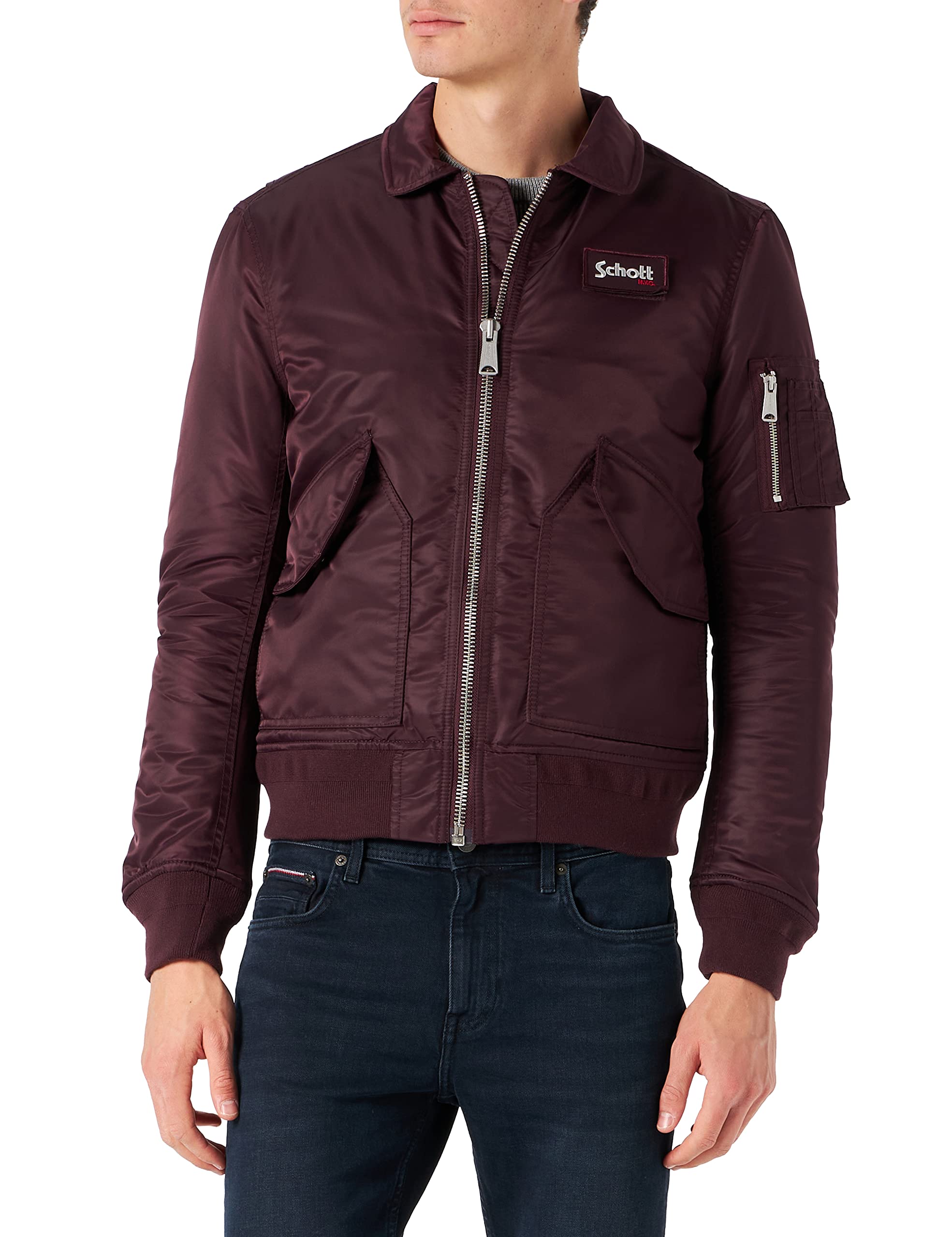 Schott NYC Bomber misti, Dark Burgundy, XX-Large