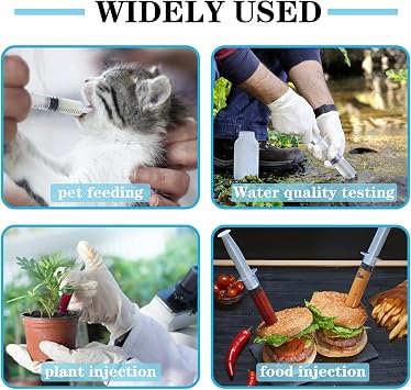 3 Pack 60ml Large Syringe Plastic, Pet Feeding Syringe Sterile Package for Scientific Labs, Measurement, Dispensing, Watering, Refilling