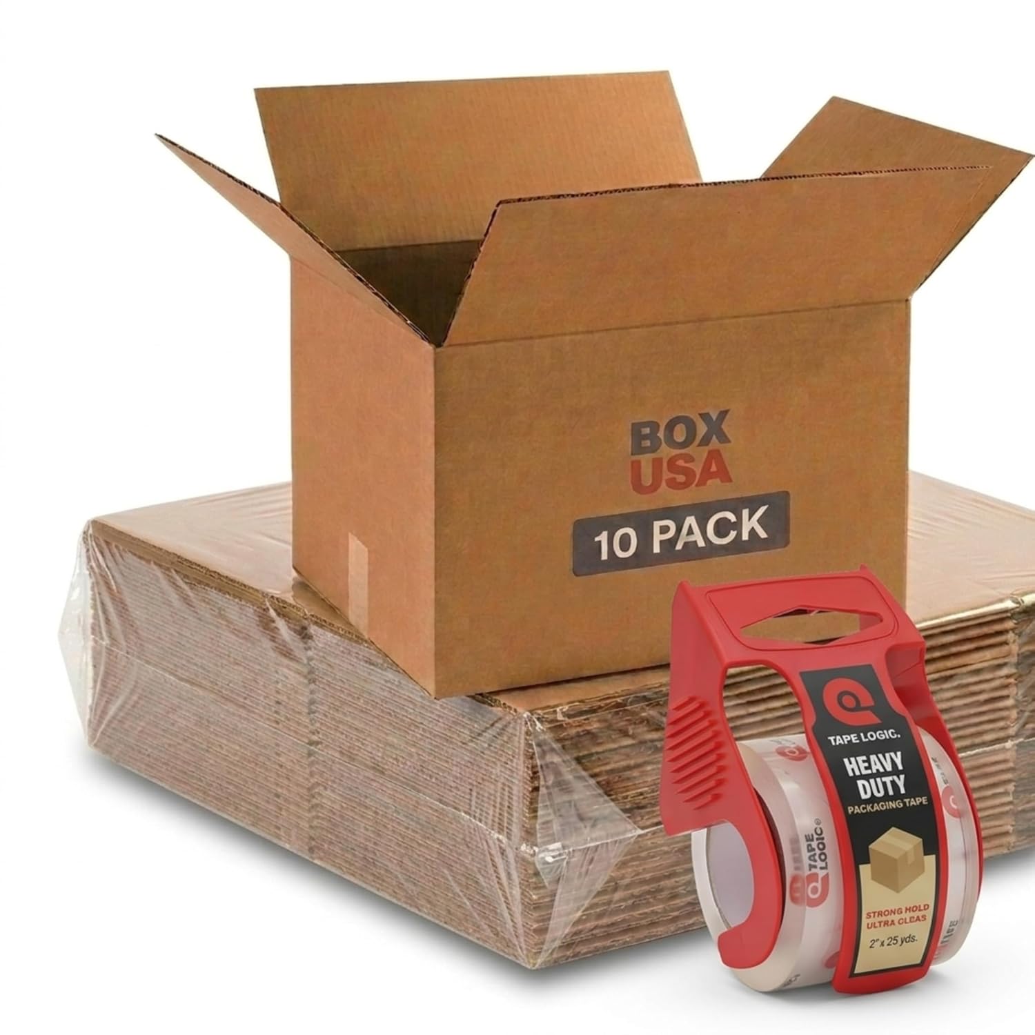BOX USA Moving Boxes 18"L x 14"W x 12"H (10-Pack) Medium + Packaging Tape - Shipping, Mailing, Packing, Packaging and Storage