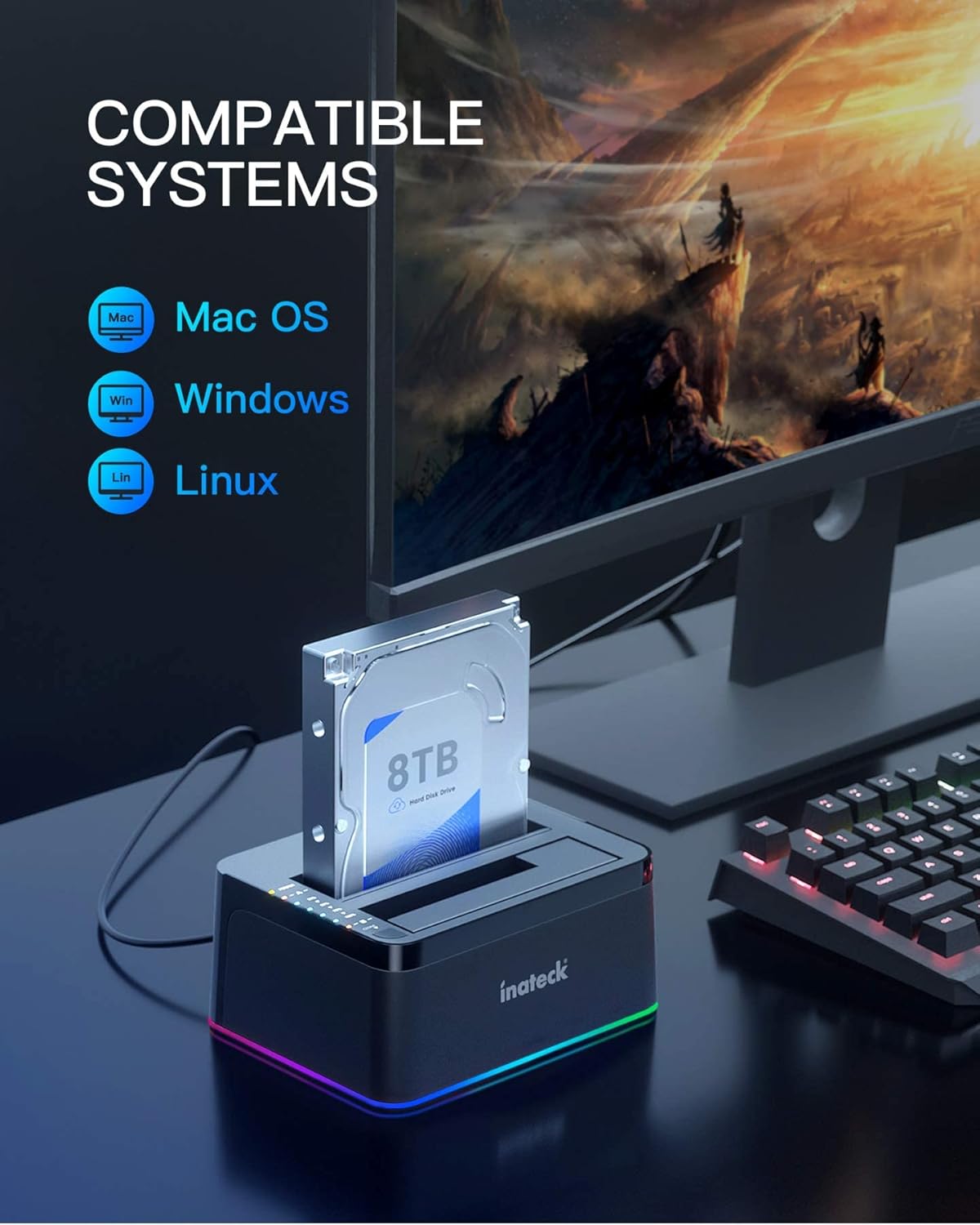 Buy Inateck RGB SATA to USB 3.0 Hard Drive Docking Station,with USB 3.0