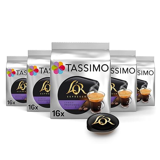 Tassimo - Bolsa De 16 Cápsulas L'Or Espresso Café Lungo Profondo Intensidad 8 En Oferta Tassimo Cápsulas De Café L’or Lungo Profondo | 80 Cápsulas Compatibles Con Cafetera Tassimo - Intensidad 13 - 5Pack - Amazon Exclusive