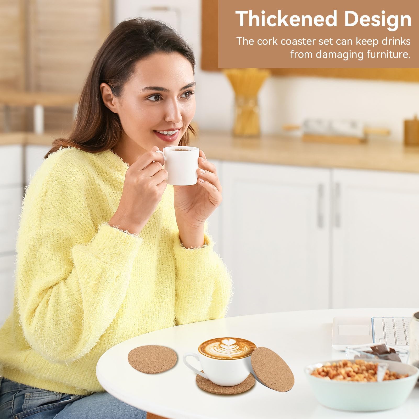 BESTonZON Kurkonderzetter kurk onderzetters glazen onderzetters tafeldecoratie voor koffiekopje theekopje glas 5 stuks
