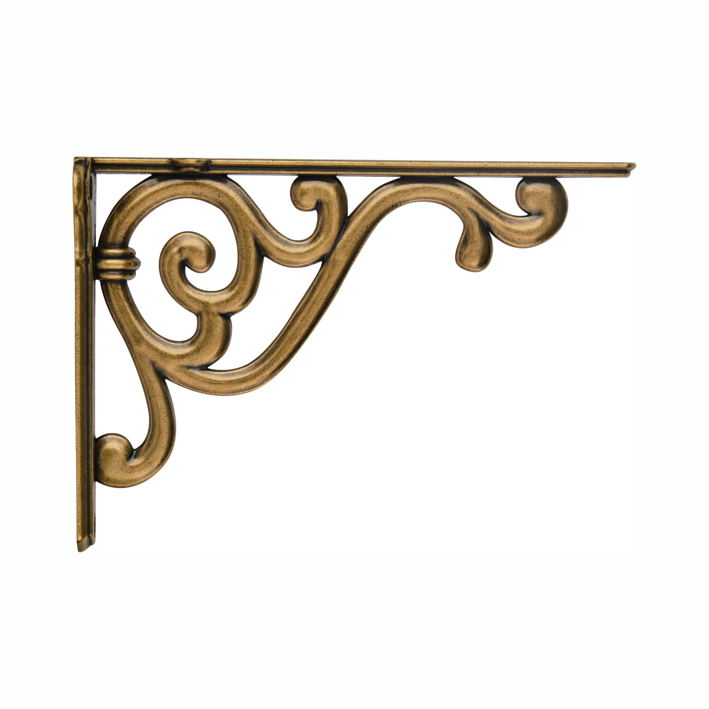 Antique Brass Shelf Bracket, 4 in (102 mm) — KHTUMEWARE
