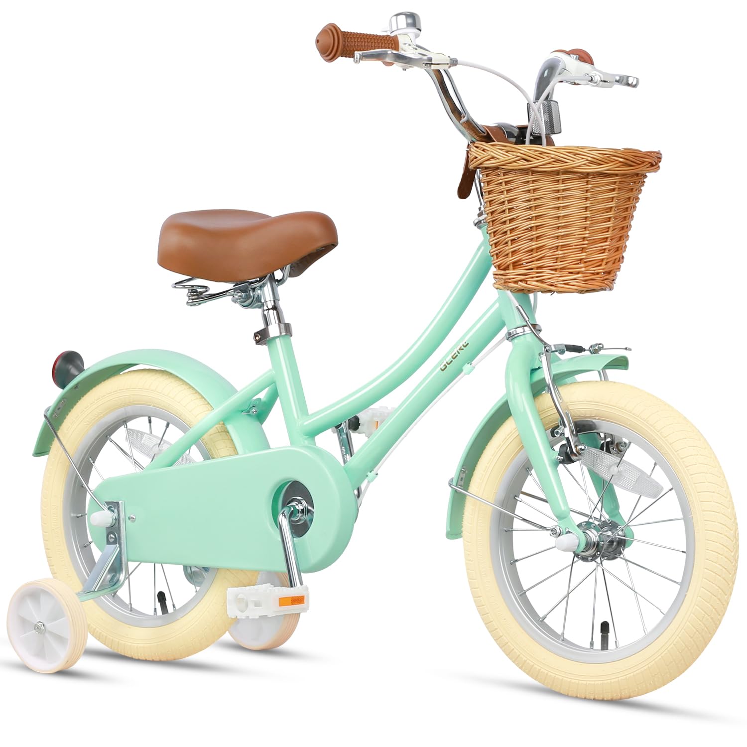 Glerc Little Molly 12-20 Inch Kids Retro Girls Bike for 2-13 Year Old with Wicker Basket & Stabilisers/Kickstand, Multiple Colors