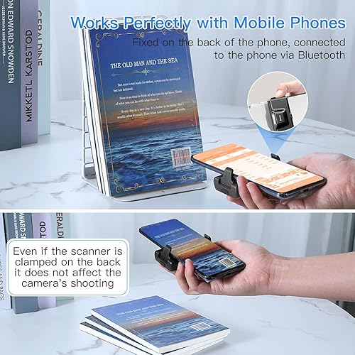 Miniatura 2 de Eyoyo Escáner de código de barras Bluetooth QR 2D, mini escáner de código de barras de teléfono inalámbrico con clip trasero para lector de código