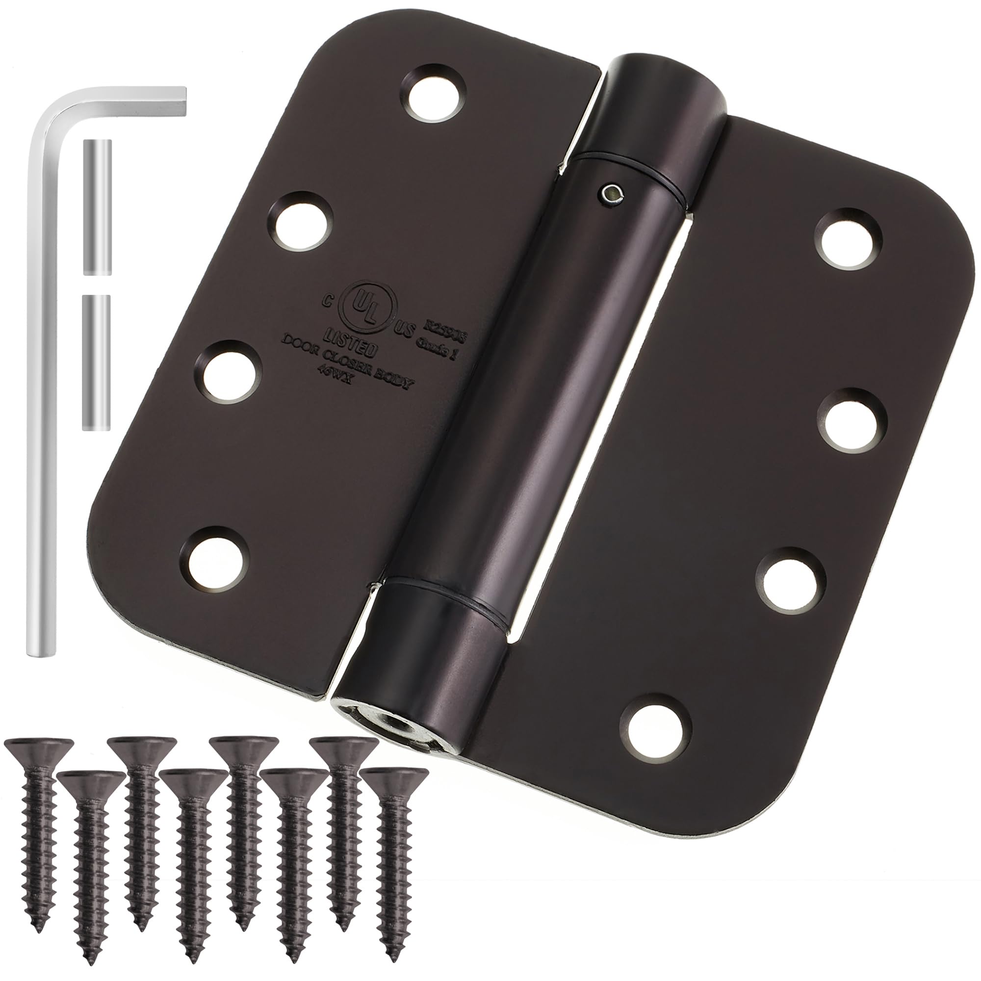 Cauldham Heavy-Duty 4 inch Self-Closing Spring Door Hinge with 5/8 inch Radius Corners