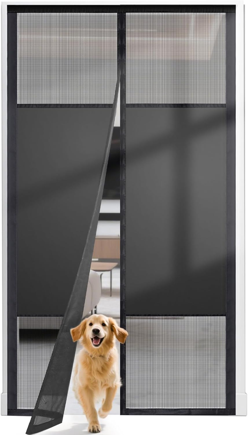 Magnetic Screen Door with Privacy Protection, PET Mesh Screen Fit for Door Size 30x80 Inch (Curtain Size 32x81 Inch), Pet Friendly Screen Curatin for Doorway to Keeps Bugs Out