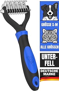 Unterfellbürste für Hunde & Katzen mit MITTEL- & LANGHAAR (Gr. S-M) - Hundebürste & Katzenbürste gegen Verknotungen & für Fellpflege (ohne ziepen) - Fellbürste für Unterwolle & Unterfell