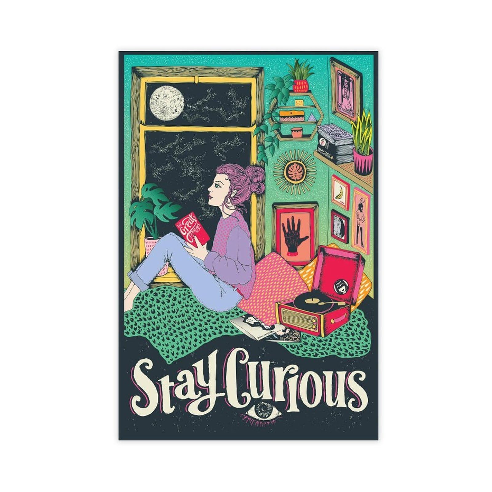QZFNCOYU Stay Curious Poster Art Canvas Poster Bedroom Decor Landscape Office Room Decor Gift 12x18inch(30x45cm)