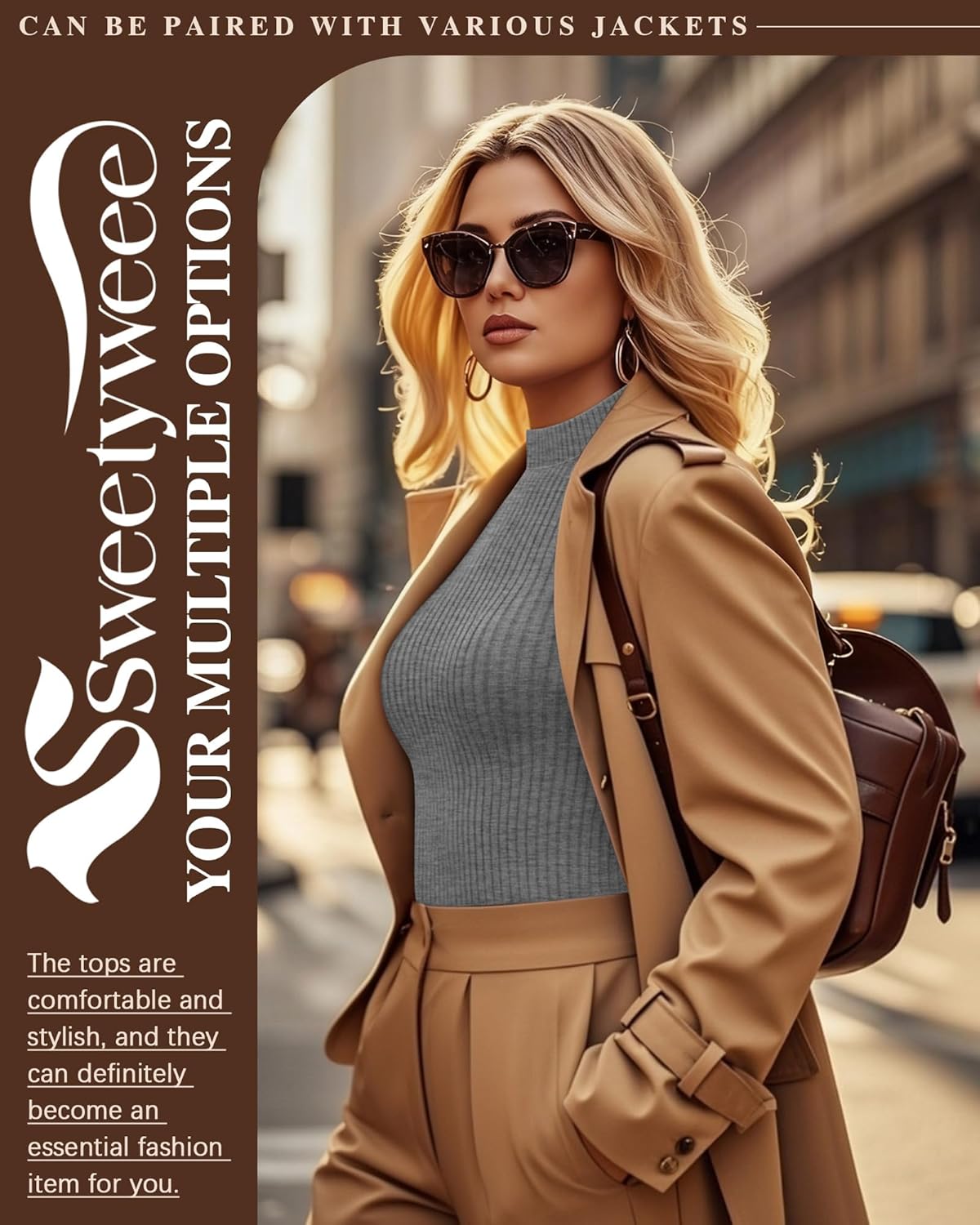 3 Pack Women's Plus Size Thermal Shirts Cotton Ribbed Long Sleeve T Shirts Mock Turtleneck Tops Base Layer Tee - Image 3