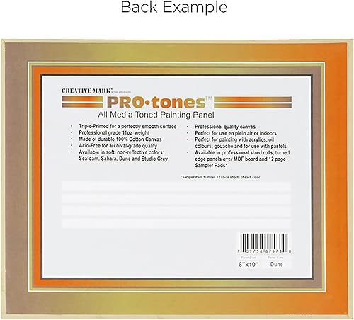 Miniatura 5 de Paramount Pro-Tones All-Media - Paneles de lienzo tonificados, paquete de 3, lienzo 100% algodón imprimado triple, colores no reflectantes, Sahara 9