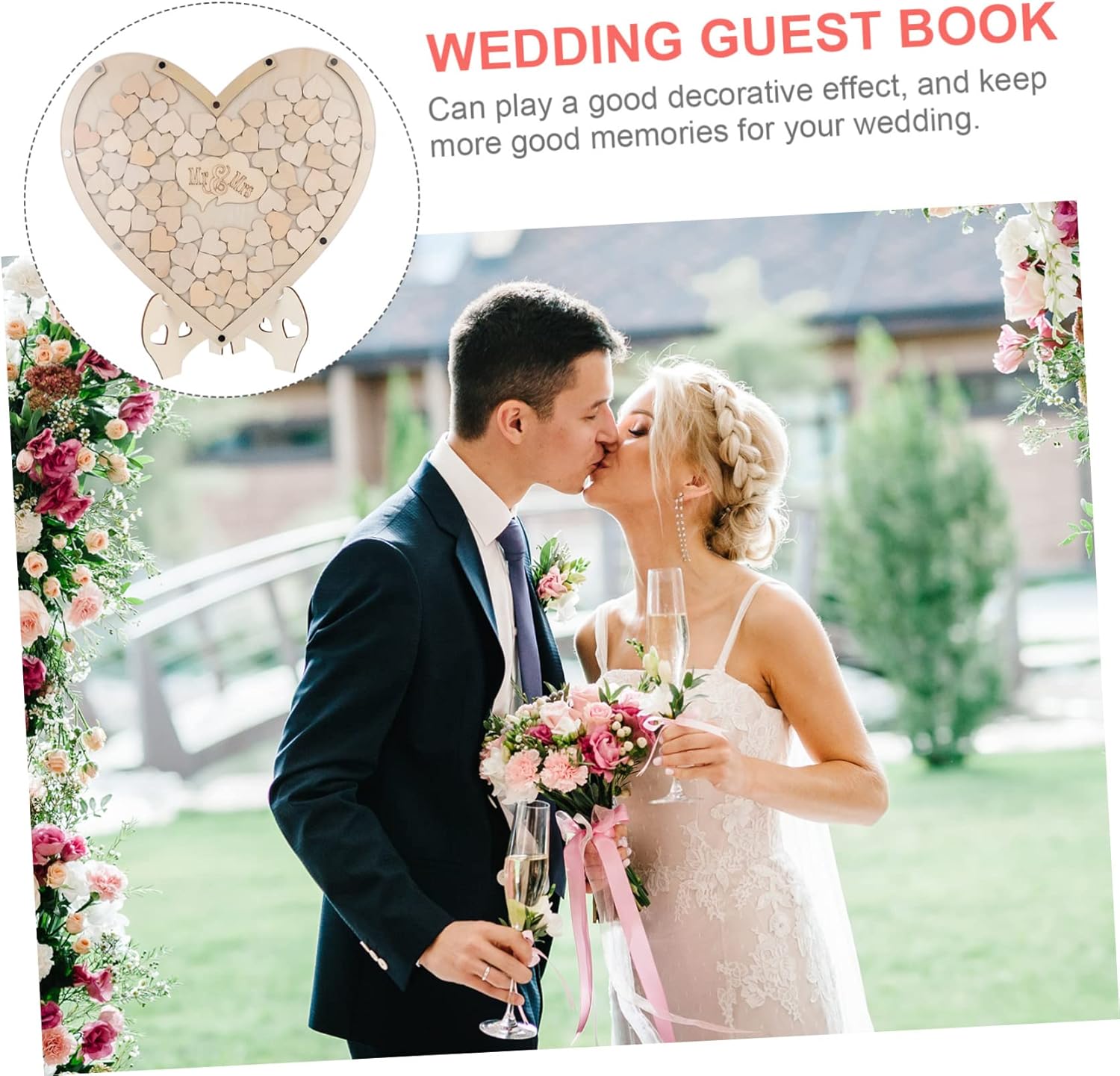 1set Heart-Shaped Wedding Guest Book Alternative Unique Signing Decor for Weddings Showers and Celebrations Complete Signs for Guests to Leave Messages