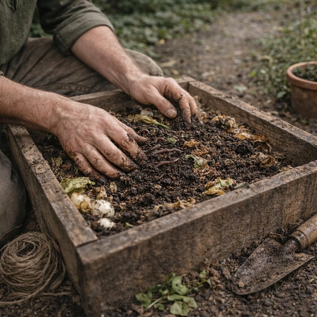 Lombrichi Vivi da Compostaggio (Eisenia Fetida e Andrei) per Produzione Humus e Vermicompostaggio: Kit Avviamento Ideale per Orto Biologico, Compostiere Domestiche (250g)
