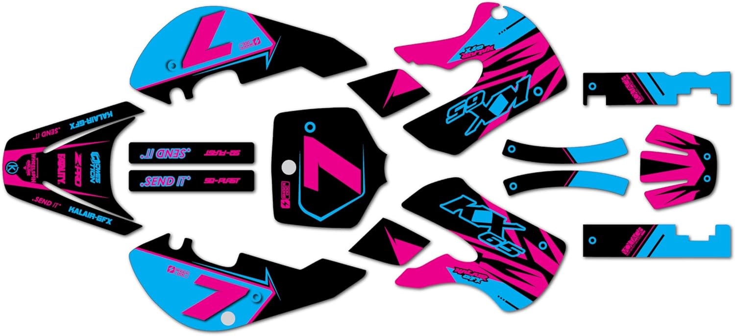 Graphics Kit for Kawasaki KX65 (1999-2024) Bold Series Green-Shift 9 Mil - Easy Go - Dirt Pit Bike Motorcycle Stickers, Dirtbike Racing Automotive Decal Motocross Accessories no-Plastics