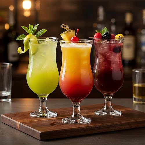 Miniatura 4 de Juego de 6 vasos grandes de huracán de 12.8 onzas líquidas, copas de cóctel altas, mojito, margarita, sangría, vasos de piña colada, cristalería