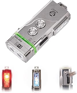 RovyVon E4 Pro Titanium EDC Flashlight USB C Rechargeable Keychain Light, 700lumens 6500K Cool White Super Bright Pocket Flashlight EDC Gear for Daily Carry Use(365nm U/Red/White Sidelights)