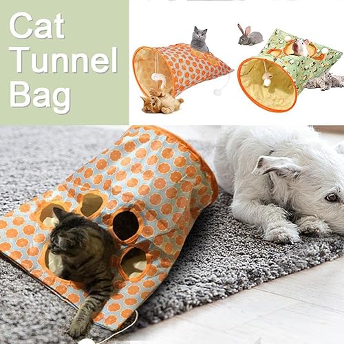 Miniatura 2 de Bolsas de túnel para gatos de interior, túnel de tubo de gato aburrido, juguetes autointeractivos para gatos con bola de felpa, bolsa de taladro
