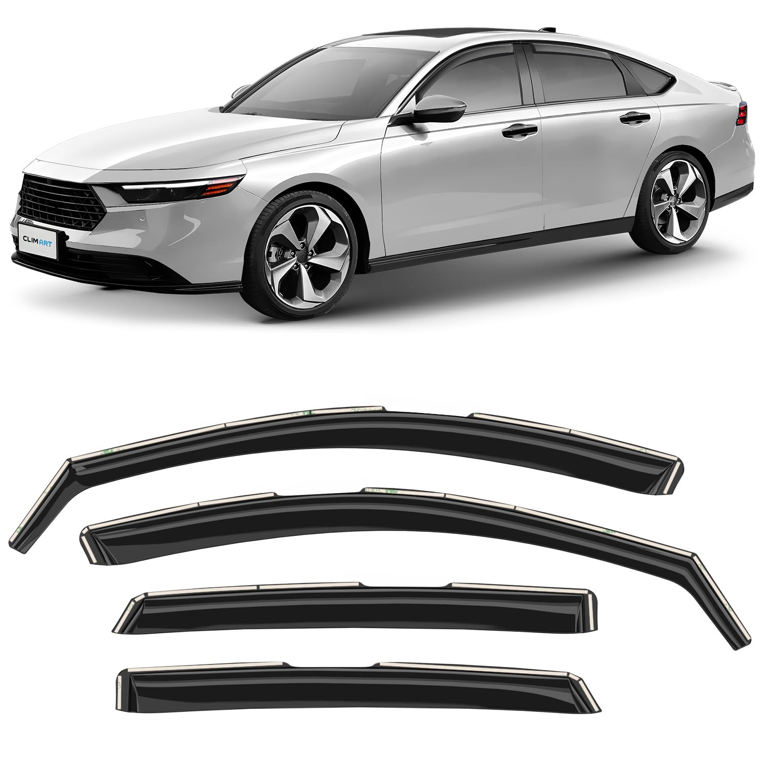 CLIM ART in-Channel Incredibly Durable Rain Guards for Honda Accord 2023-2024, Original Window Deflectors, Vent Window Visors, Vent Deflector, 4 pcs. - 623071