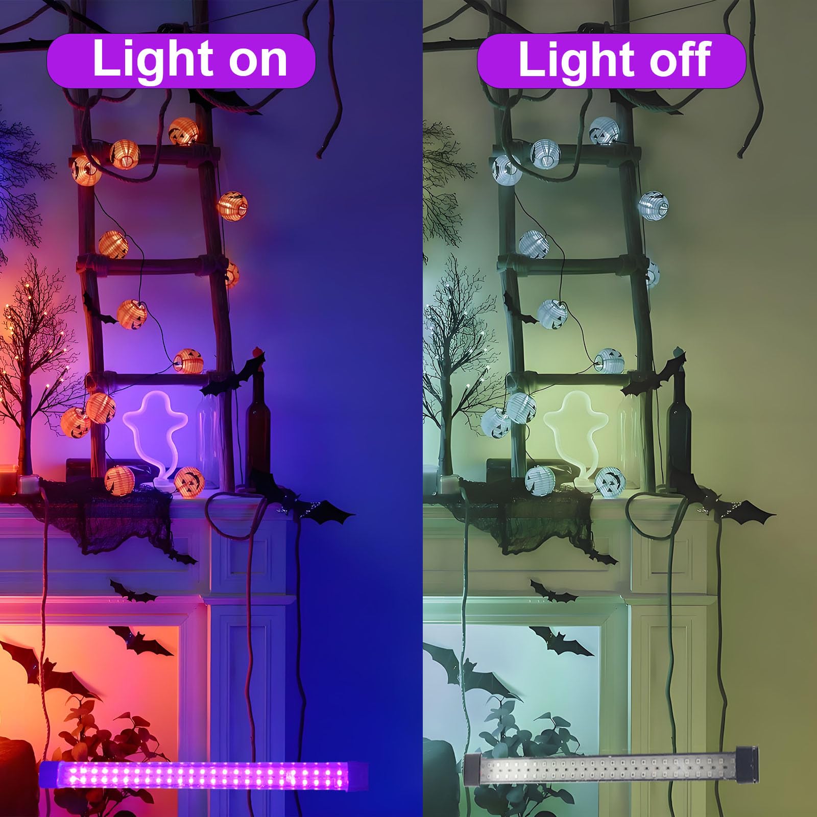 2 Pièces 10W LED Lumiere Noir e, Barre de Lumières UV, Neon Lumier e Noire, Barres de lumière Noire Portable, 5V Port USB 385-405 NM pour Halloween,Noël Soirée,Body Painting Peinture,DJ Disco