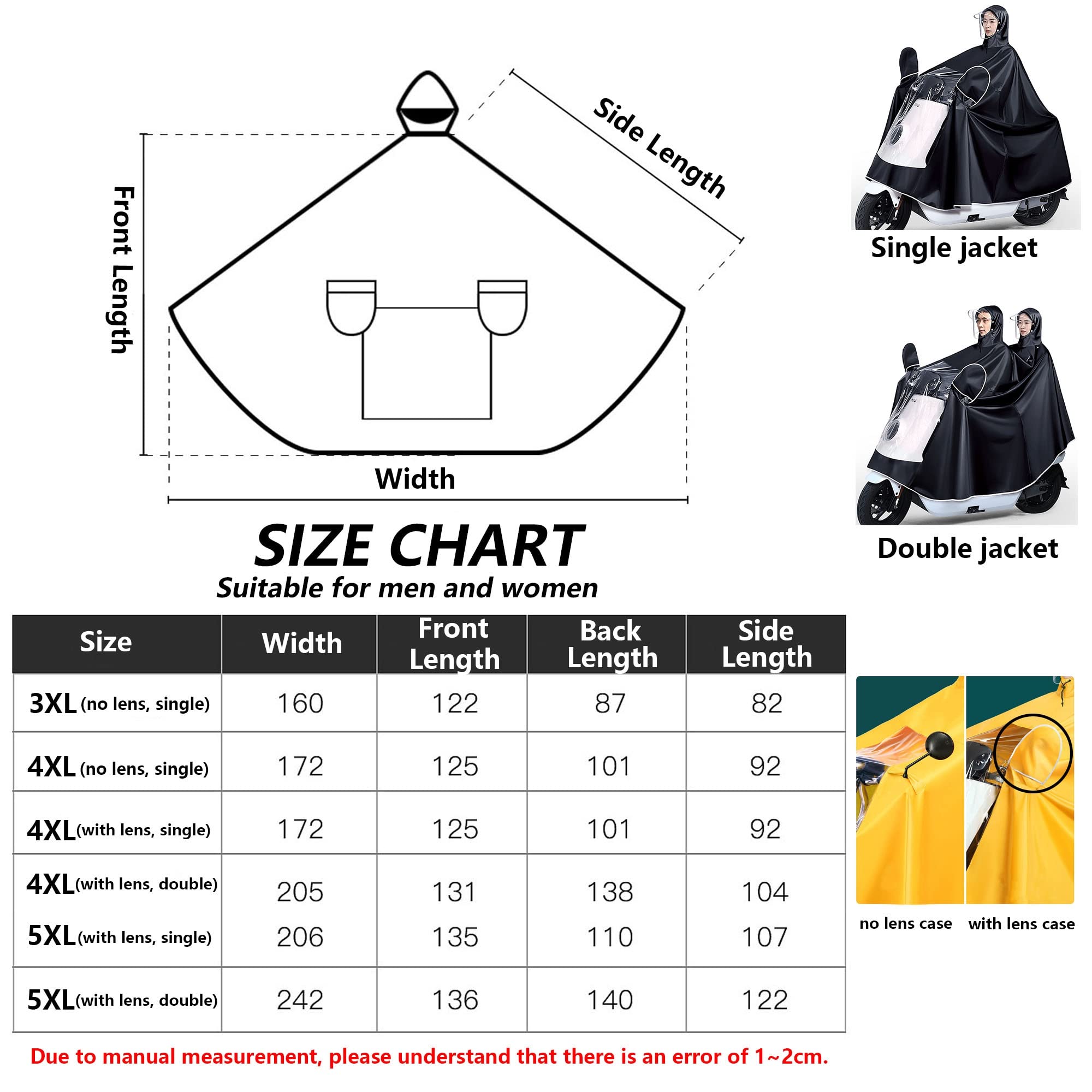 Imperméable à Capuche Poncho de Pluie Léger Imperméable Veste Hommes Femmes Adultes Anti-Tempête Imperméables Imperméables Réutilisables pour Moto, Scooter de Mobilité, Cyclisme