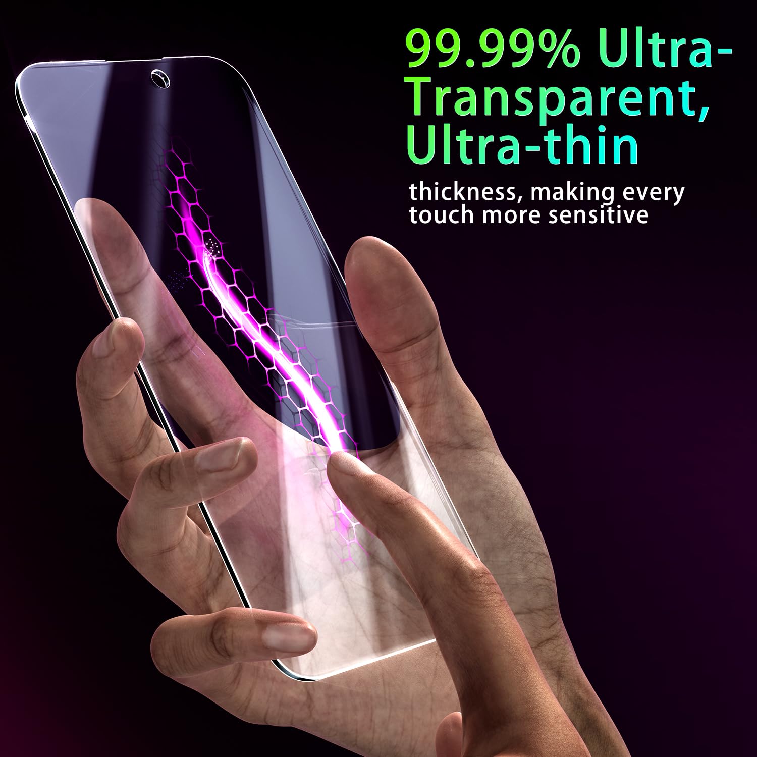 Pokolan 2 Pack Privacy Screen Protector For IPhone 14 Pro, Purple Anti Spy Tempered Glass, 9H Hardness, Case Friendly, Anti Scratch, No Bubbles