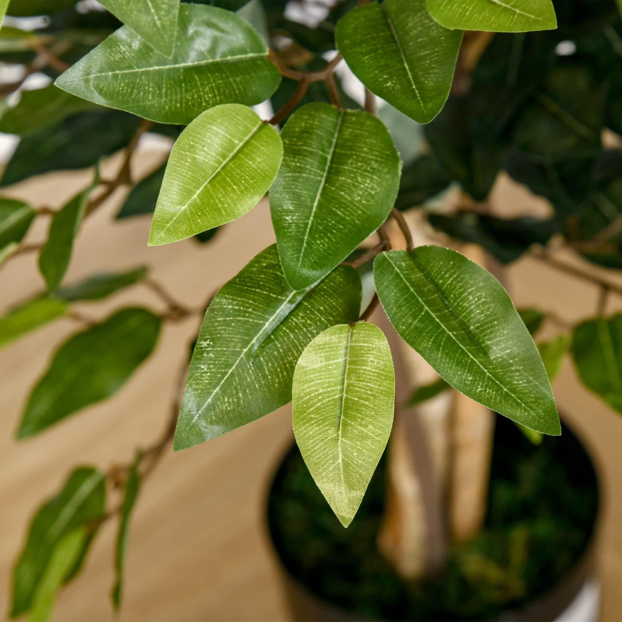 HOMCOM Arbre Artificiel Plante Artificiel ficus Hauteur 1,5 m Tronc Branches Liane Lichen Feuilles Grand réalisme Pot Inclus