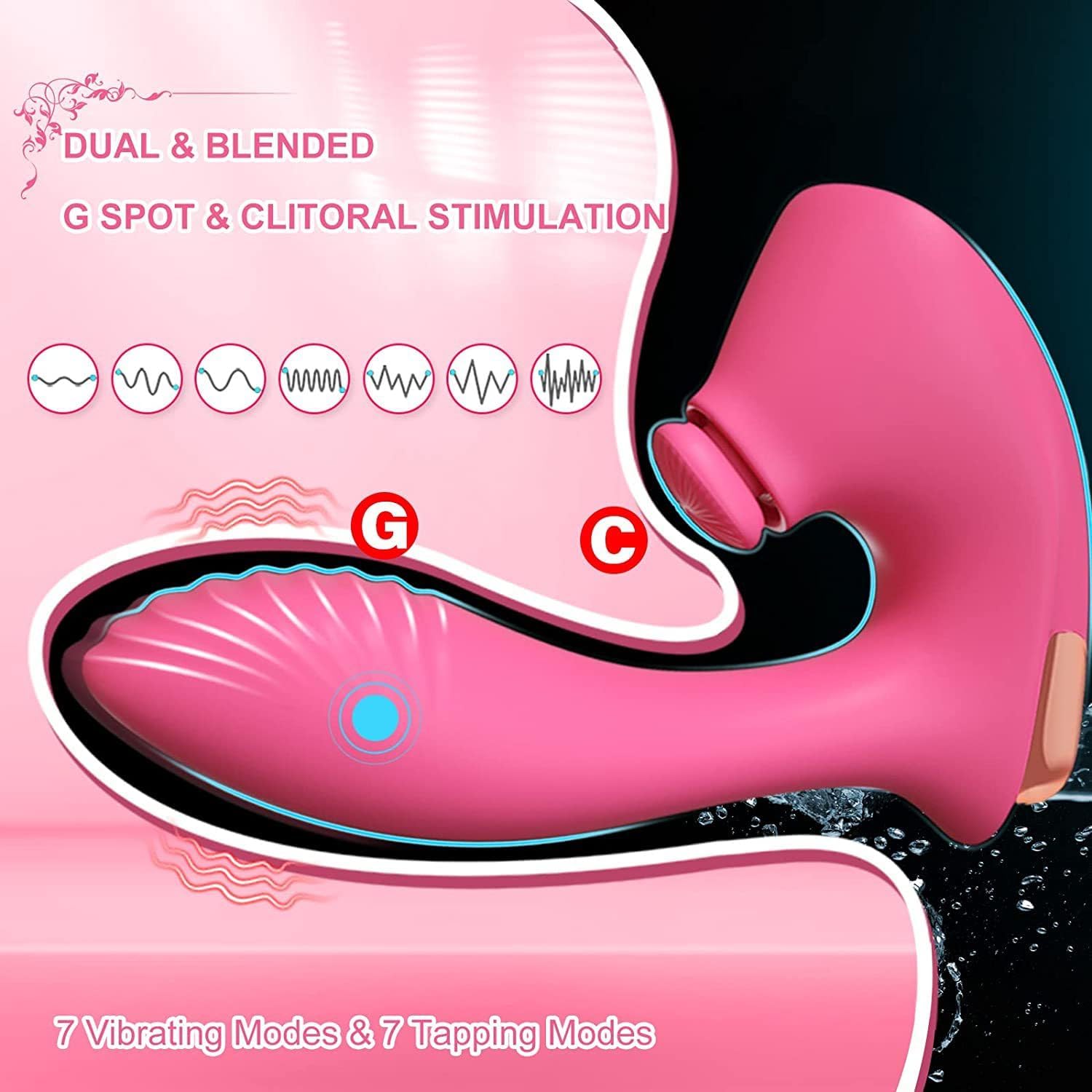 G Spot Dildo Vibrator with Tapping Clitoral Stimulator, Women Adult Sex Toys, Vibrating Female Couples Rabbit Toy Clitoris Vibrator, Vibrators Clit Stimulation for Her Woman Pleasure