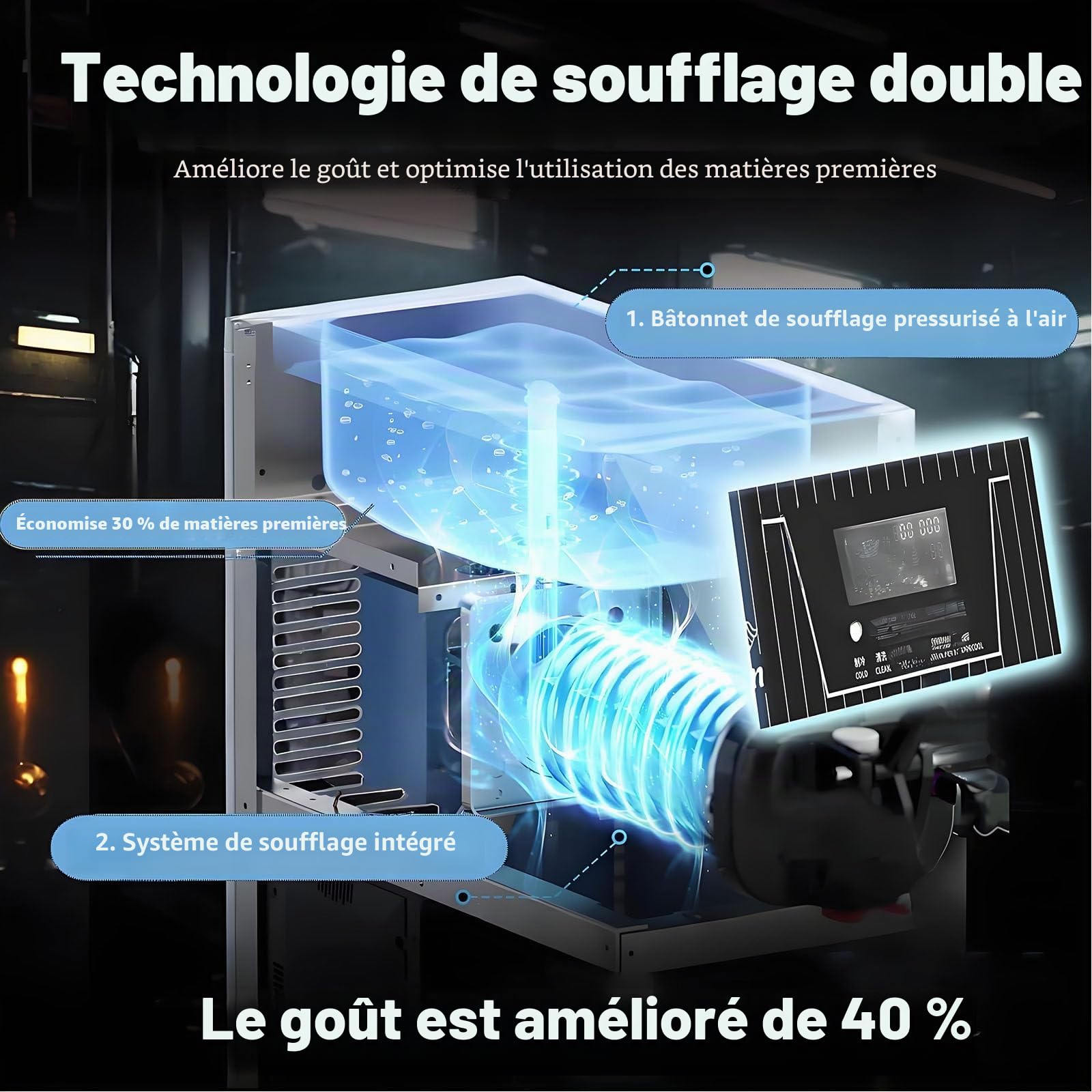 Machine à Glace Italienne Comptoir,Machine à Glace Italienne Professionnelle, 4 à 5 Kg/H, avec Pré-Refroidissement,Nettoyage Automatique Et écran LCD,Orange