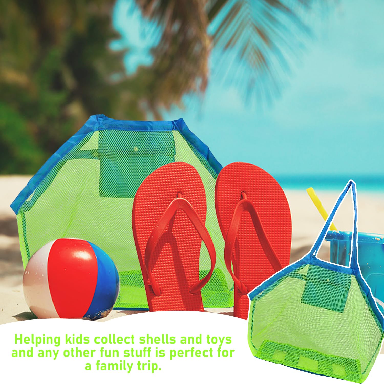 Sac En Filet Géant Pour Jouets De Plage - Pliable, Grande Capacité, Avec Poche Interne - Idéal Famille Et Voyage - 3