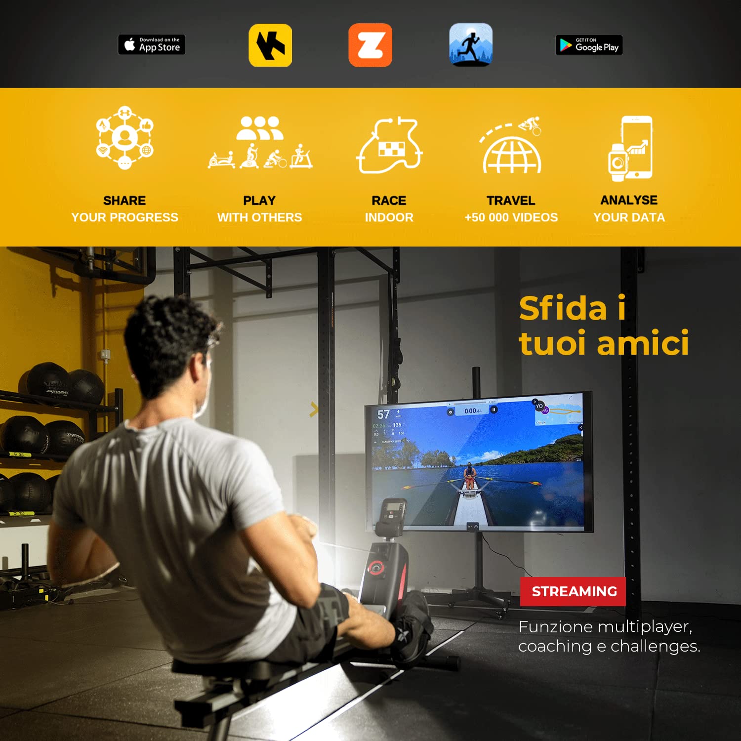 MACchina Da Folding Rowing Magnetica 1000 Row 5 Livelli Bluetooth - Dettaglio