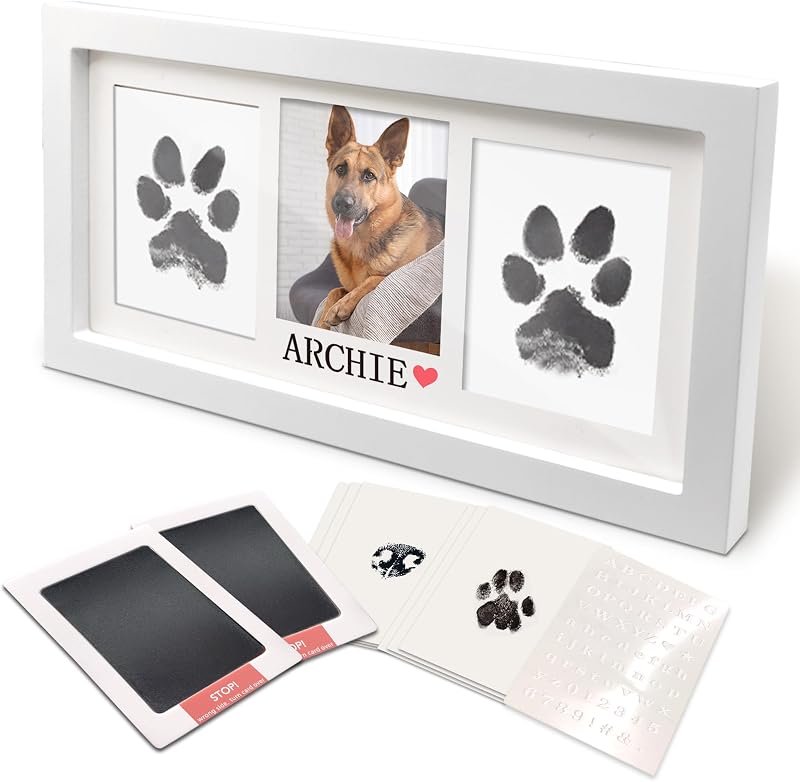Kit de Moldura com Pegada e Almofadas de Tinta para Cães e Gatos MYPAWLETS, XL Branco