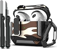 Vista 58 de RFUNGUANGO Funda para AirPod de 2ª generación con kit de limpieza, armadura protectora de carcasa dura militar con bloqueo para funda de carga