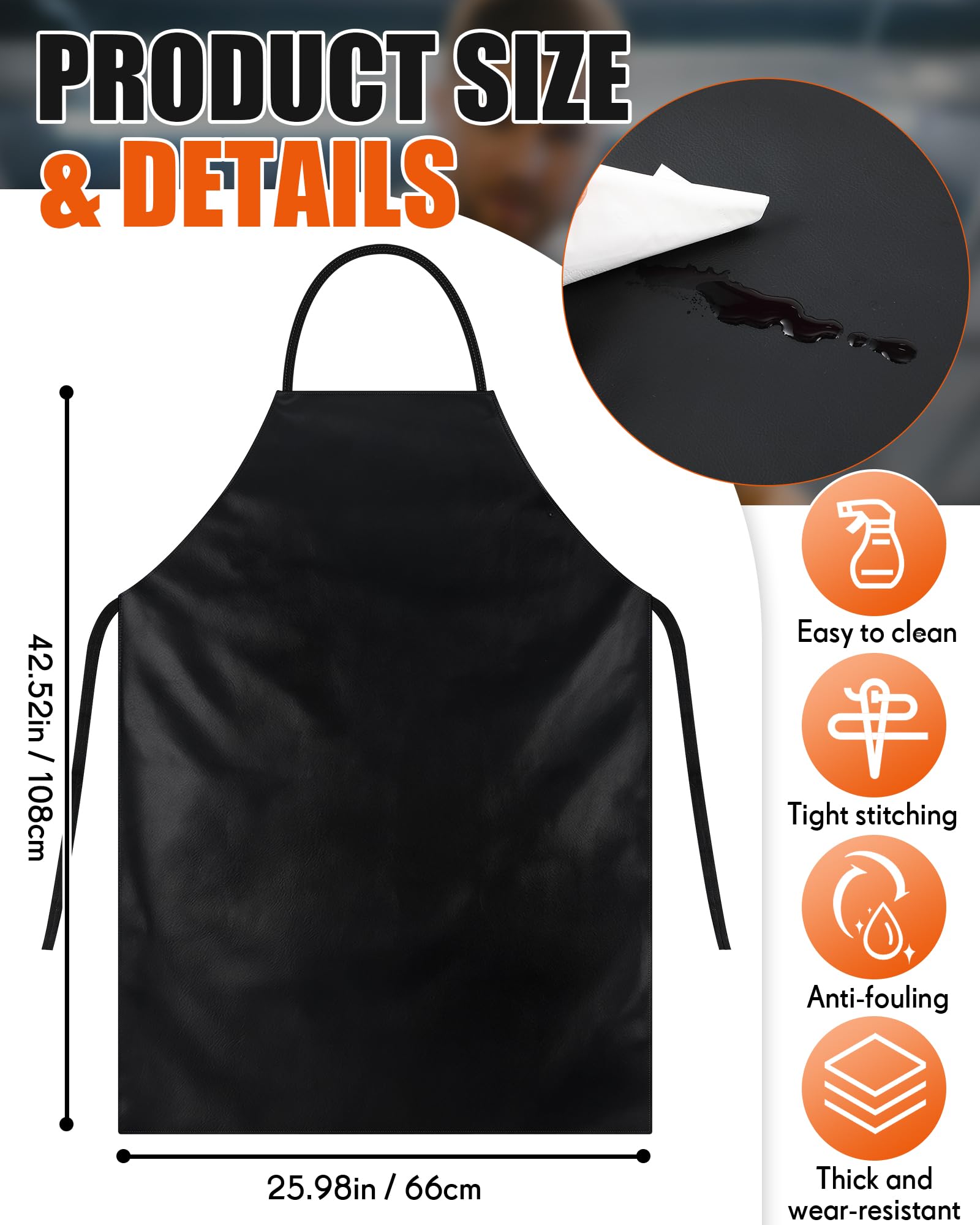 Paquete de 3 máscaras faciales de seguridad con delantal de goma impermeable de 42.5 pulgadas y guantes de látex resistentes a los productos químicos para trabajos químicos resistentes