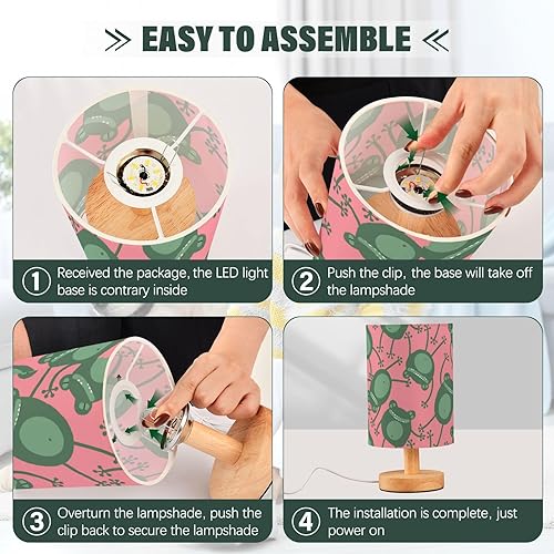 Miniatura 4 de Nightstand Lamps End Table Lamps Decor Funny Frogs Pink Table Lamps for Boys Kids Room
