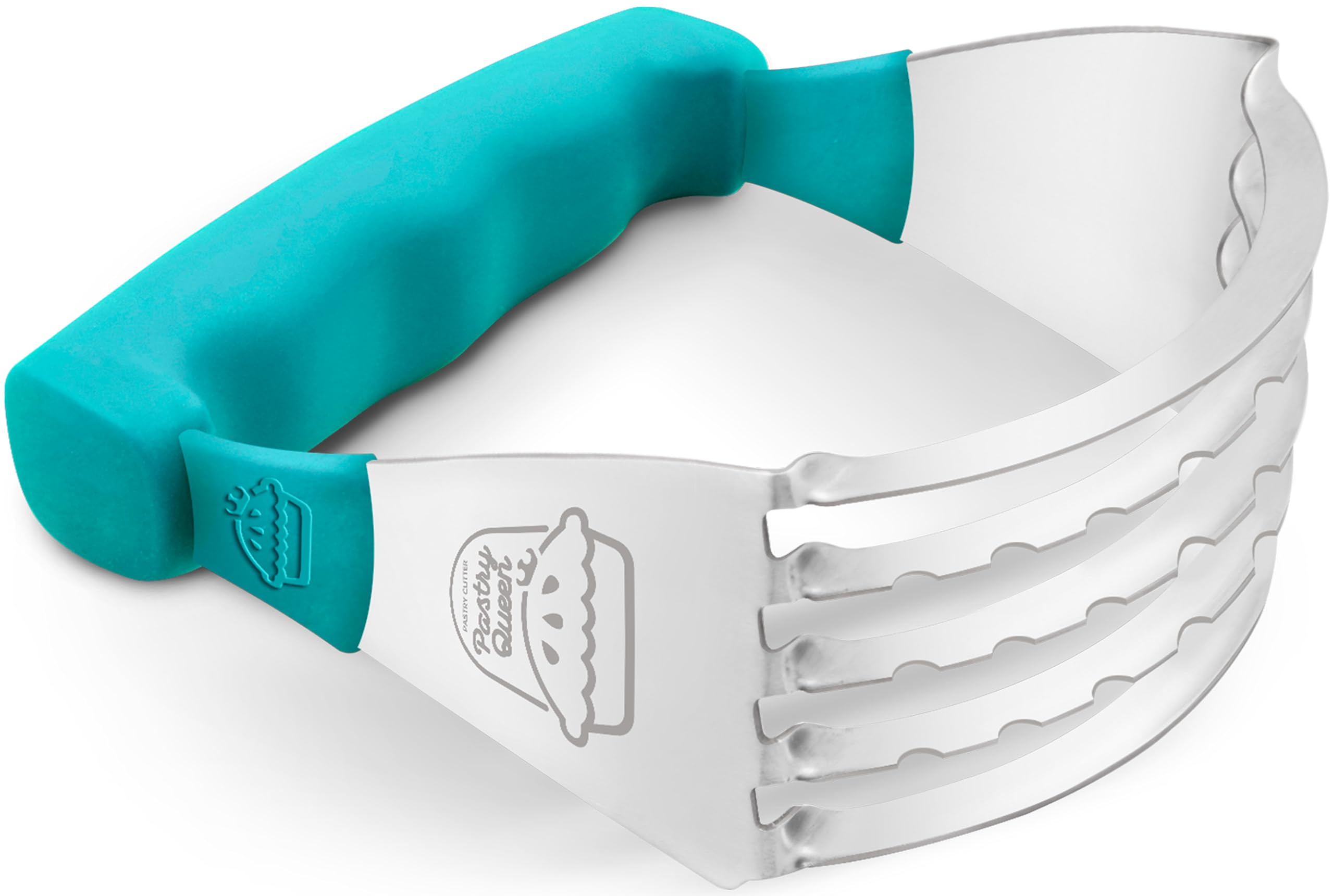 Pastry Cutter Tool - Heavy Duty Stainless Steel Pastry Blender, Comfortable Handle, Dishwasher Safe, Perfect Flaky Pie Crust & Biscuits - Turquoise